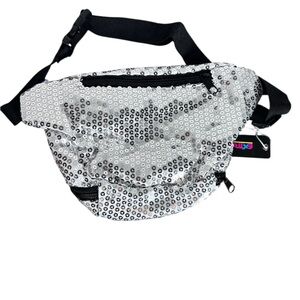 Extreme80s Silver Sequin Fanny Pack with Multiple Compartments